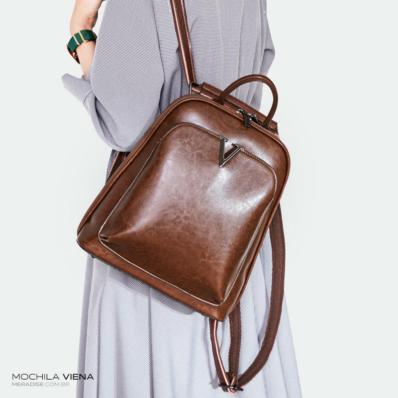 Mochila de Couro Feminina Viena - Meradise 1