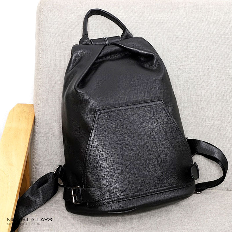 Mochila de Couro Feminina Lays, Preta - Meradise 5