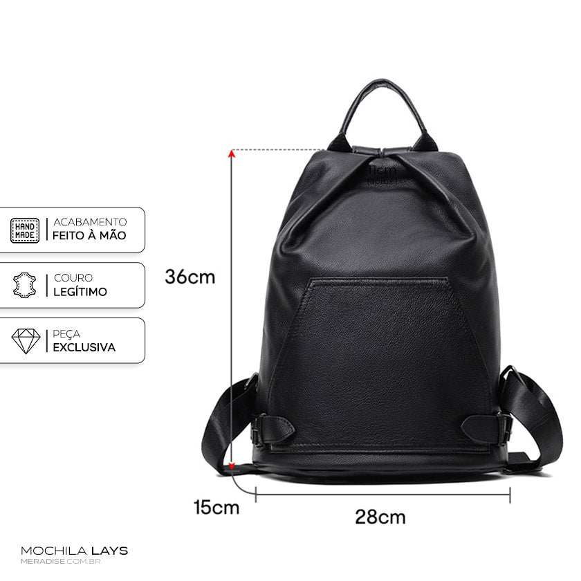 Mochila de Couro Feminina Lays, Preta - Meradise 8