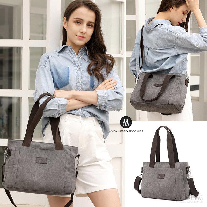 Bolsa de Lona Feminina Lauren, Cinza - Meradise 3