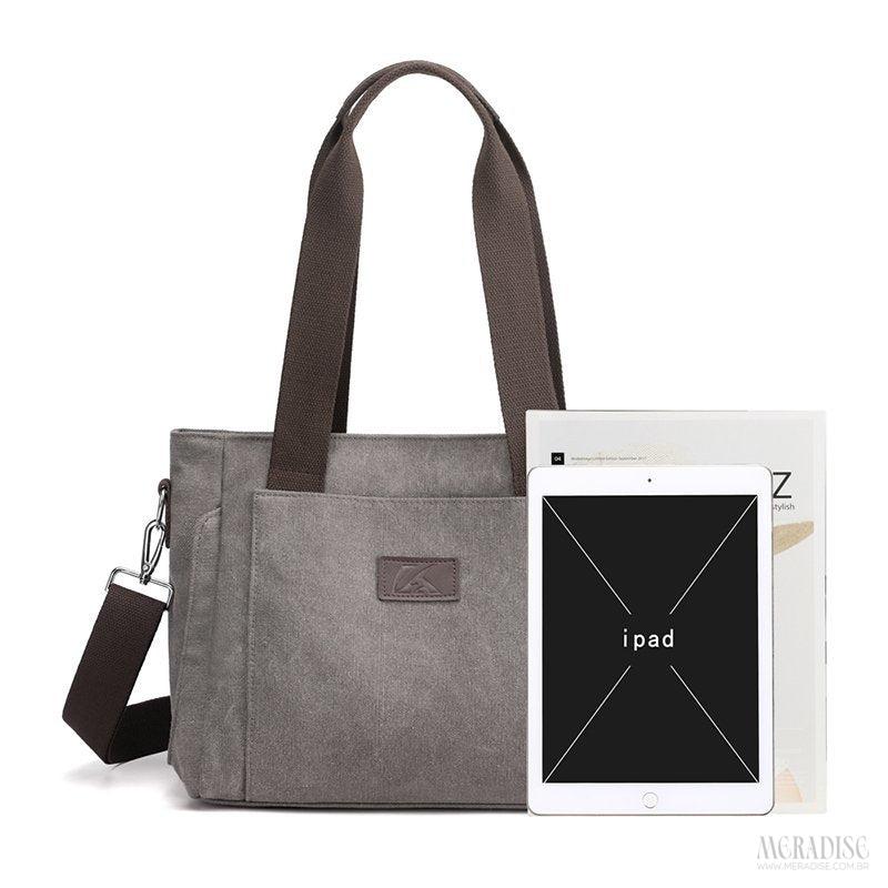 Bolsa de Lona Feminina Lauren, Cinza - Meradise 5