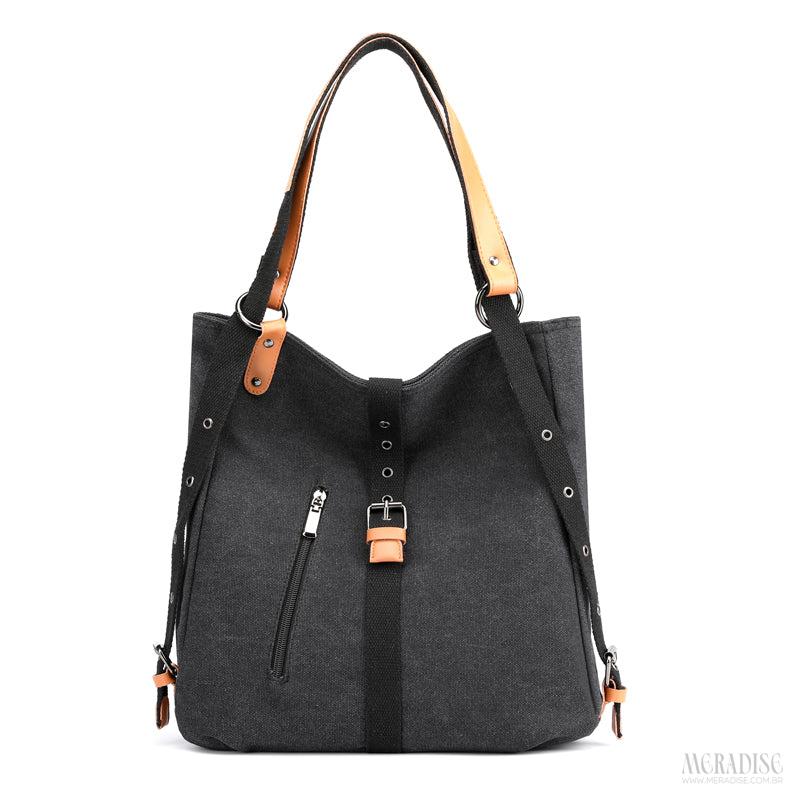 Bolsa de Lona Feminina Lydia, Preta - Meradise