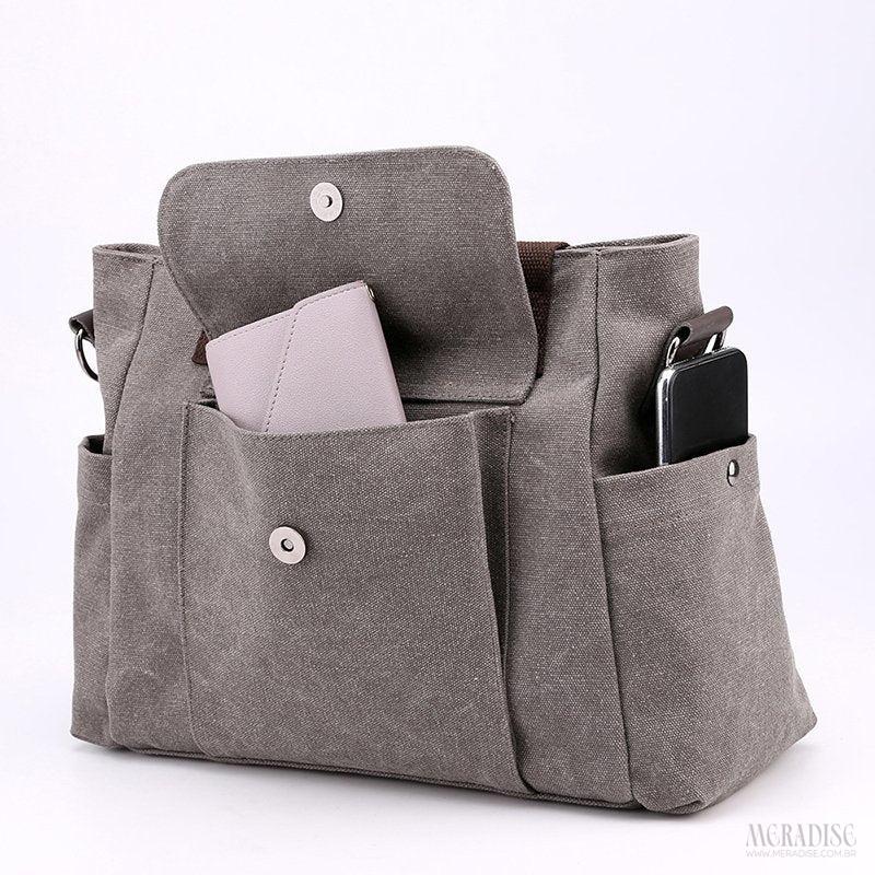 Bolsa de Lona Feminina Perla, Cinza - Meradise 4