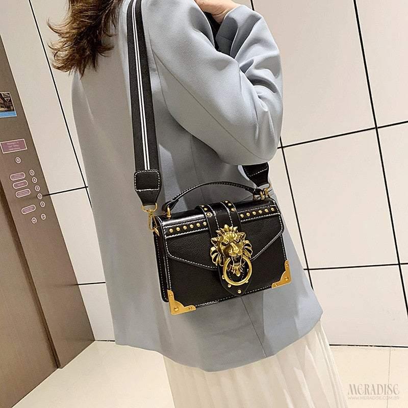 Bolsa Feminina Transversal Lion, Preta - Meradise 3