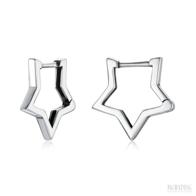 Brinco Feminino Argolinha Estrela Prata s925 - Meradise