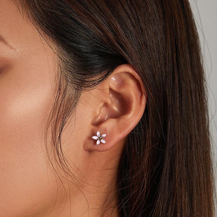 Brinco Feminino Flor de Cerejeira Prata s925 - Meradise 3