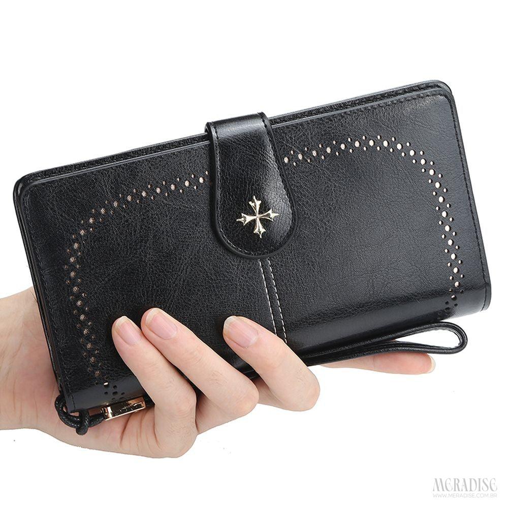 Carteira Feminina Longa Jasmine, Preta - Meradise
