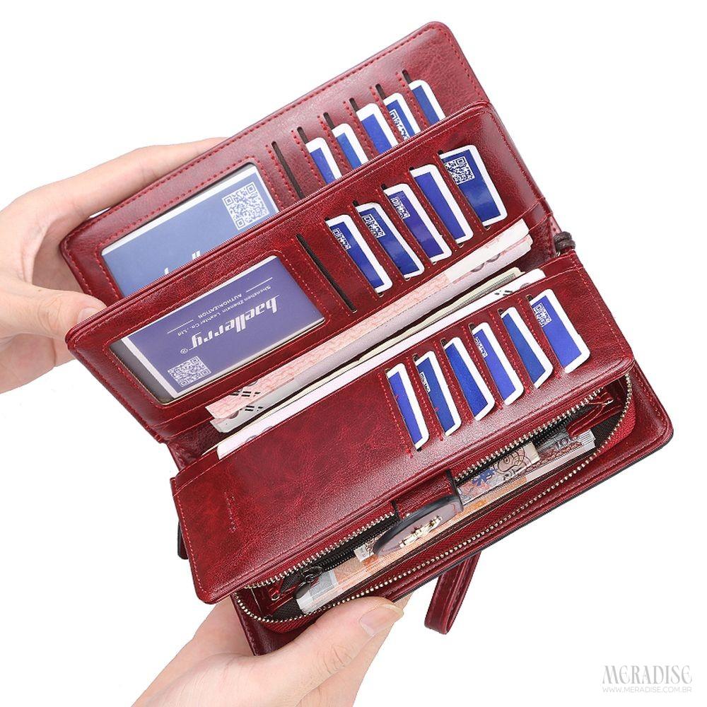 Carteira Feminina Longa Jasmine, Vermelha - Meradise 4