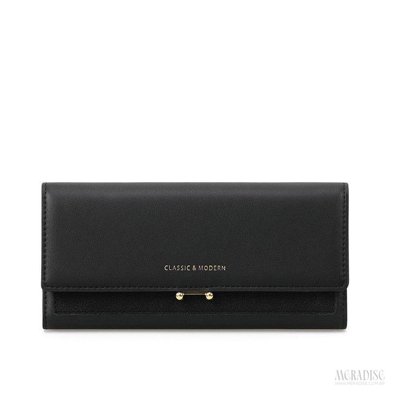 Carteira Feminina Longa Modern, Preta - Meradise