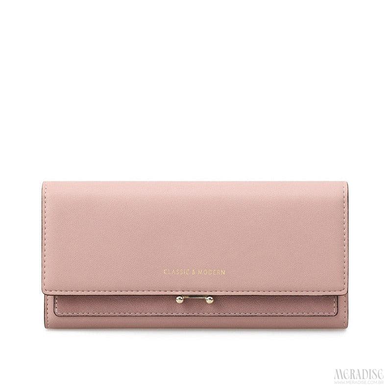 Carteira Feminina Longa Modern, Rosa - Meradise