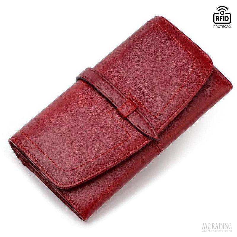 Carteira Feminina Martina Couro Legítimo, Vermelha - Meradise
