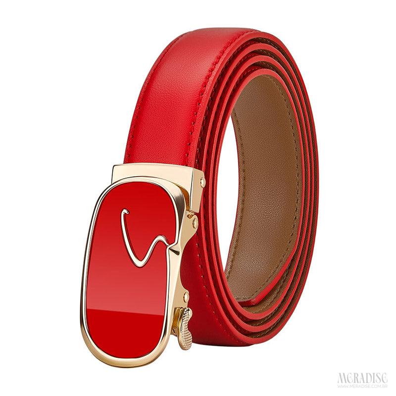 Cinto Feminino Couro Legítimo William Polo - Modelo Scarlet, Vermelho - Meradise
