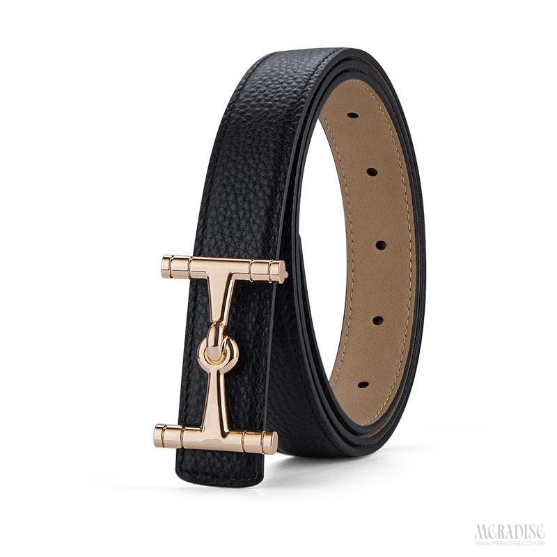 Cinto Feminino Couro Legítimo William Polo - Modelo Chirstine, Preto - Meradise