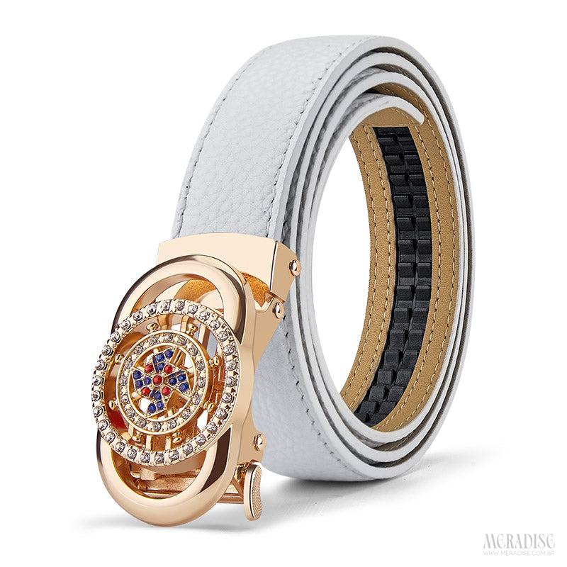 Cinto Feminino Couro Legítimo William Polo - Modelo Elegant, Branco - Meradise