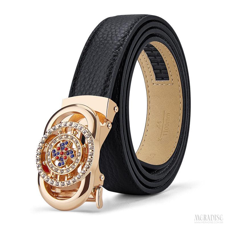 Cinto Feminino Couro Legítimo William Polo - Modelo Elegant, Preto - Meradise