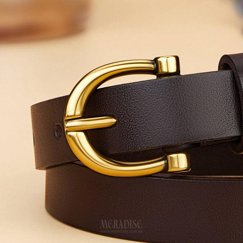 Cinto Feminino Couro Legítimo William Polo - Modelo Royal, Marrom - Meradise 2