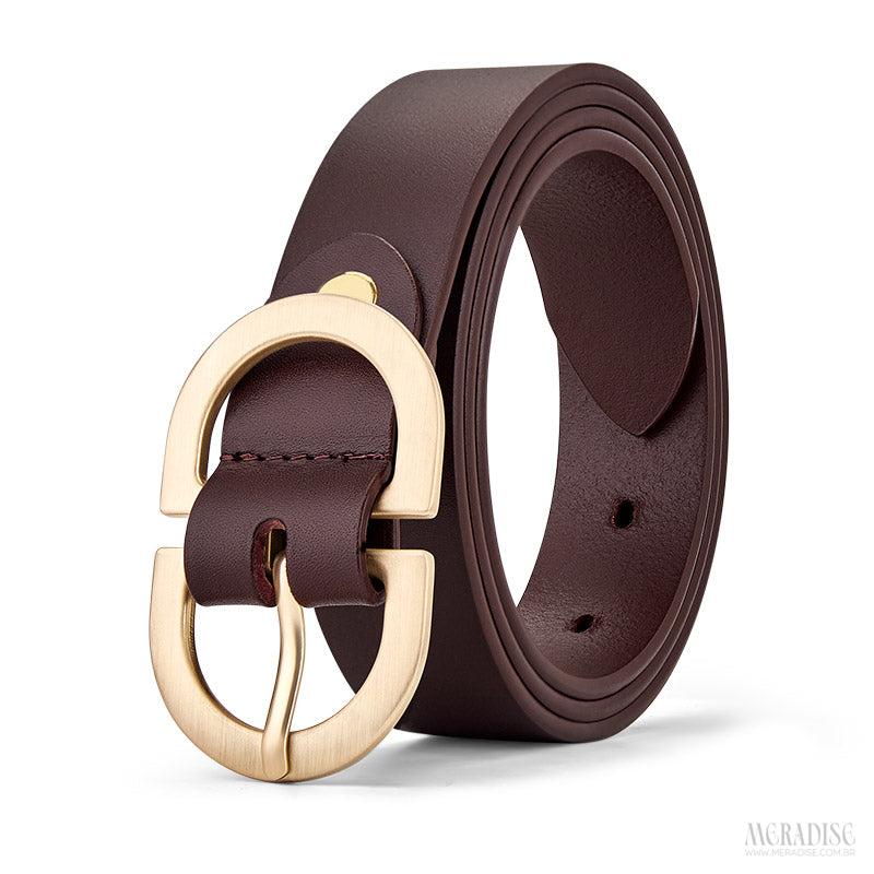 Cinto Feminino Couro Legítimo William Polo - Modelo Venue, Marrom - Meradise