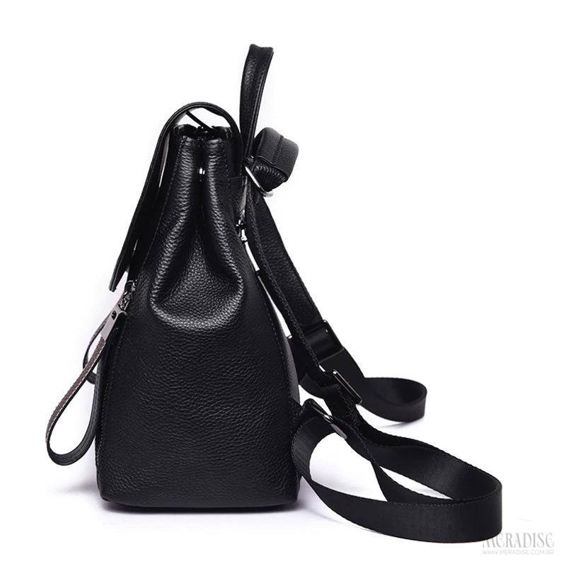 Mochila de Couro Feminina Claire, Preta - Meradise 4