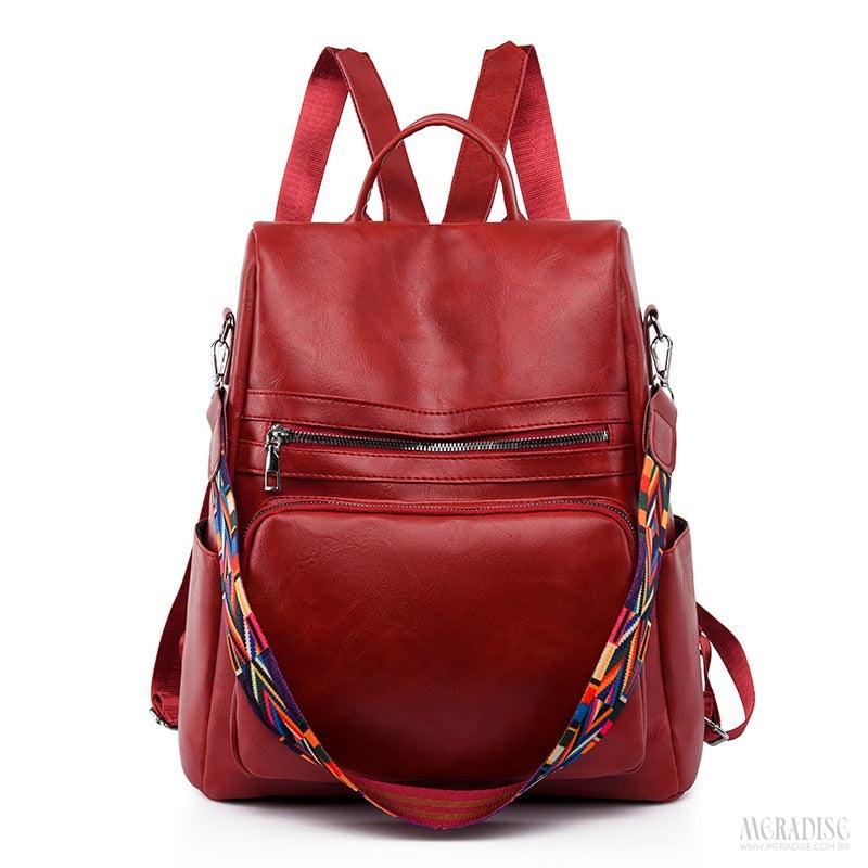 Mochila de Couro Feminina Katelyn, Vermelha - Meradise