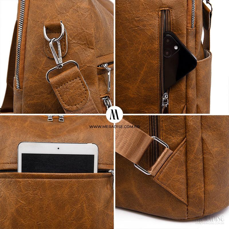 Mochila de Couro Feminina Lanna, Marrom - Meradise 411
