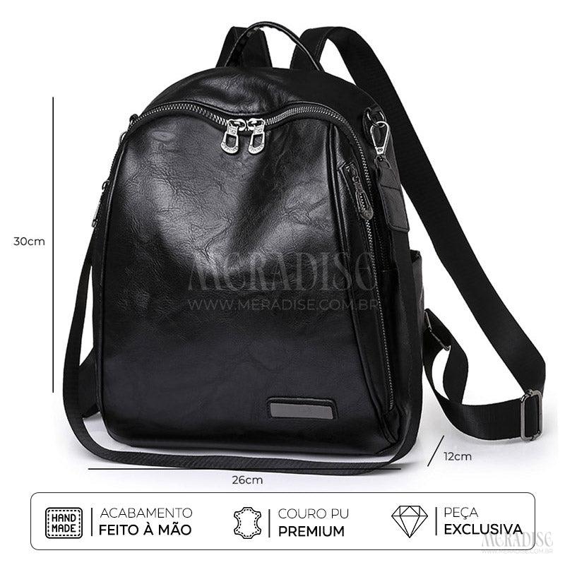 Mochila de Couro Feminina Mariah, Preta - Meradise 89