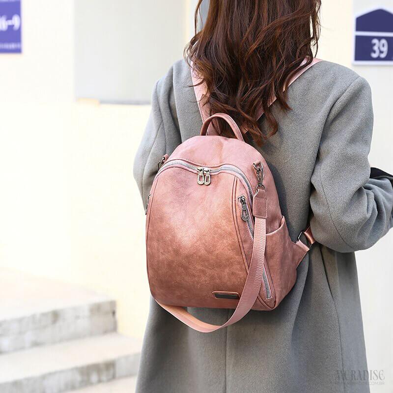 Mochila de Couro Feminina Mariah, Rosa - Meradise 3