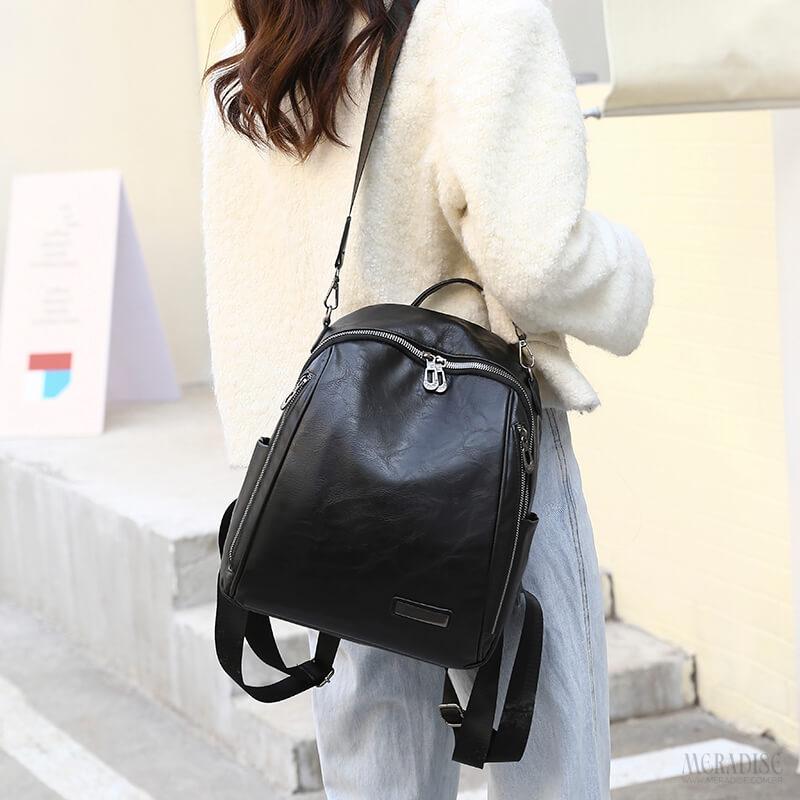 Mochila de Couro Feminina Mariah, Preta - Meradise 2