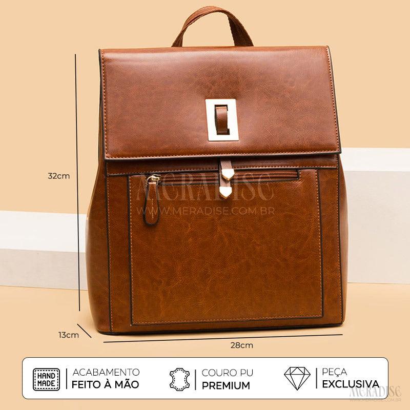 Mochila de Couro Feminina Ramona, Marrom - Meradise