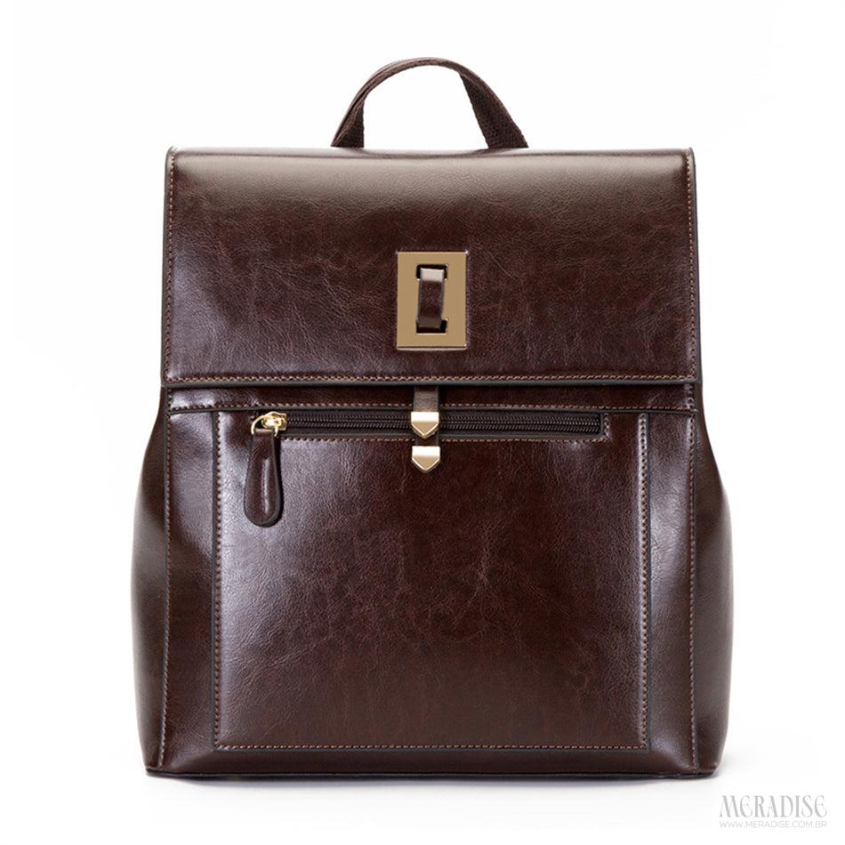 Mochila de Couro Feminina Ramona, Marrom Café - Meradise