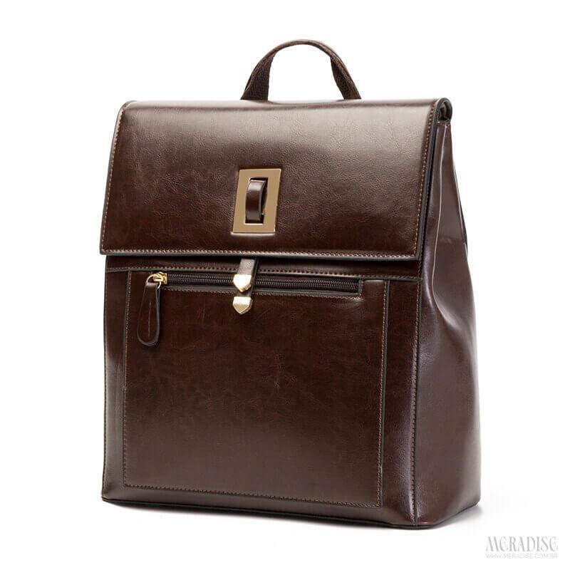 Mochila de Couro Feminina Ramona, Marrom Café - Meradise 2