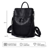Mochila de Couro Feminina Samantha, Preta - Meradise 9