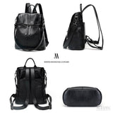 Mochila de Couro Feminina Samantha, Preta - Meradise 3