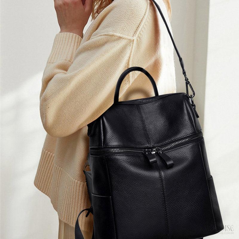 Mochila de Couro Feminina Samantha, Preta - Meradise 8