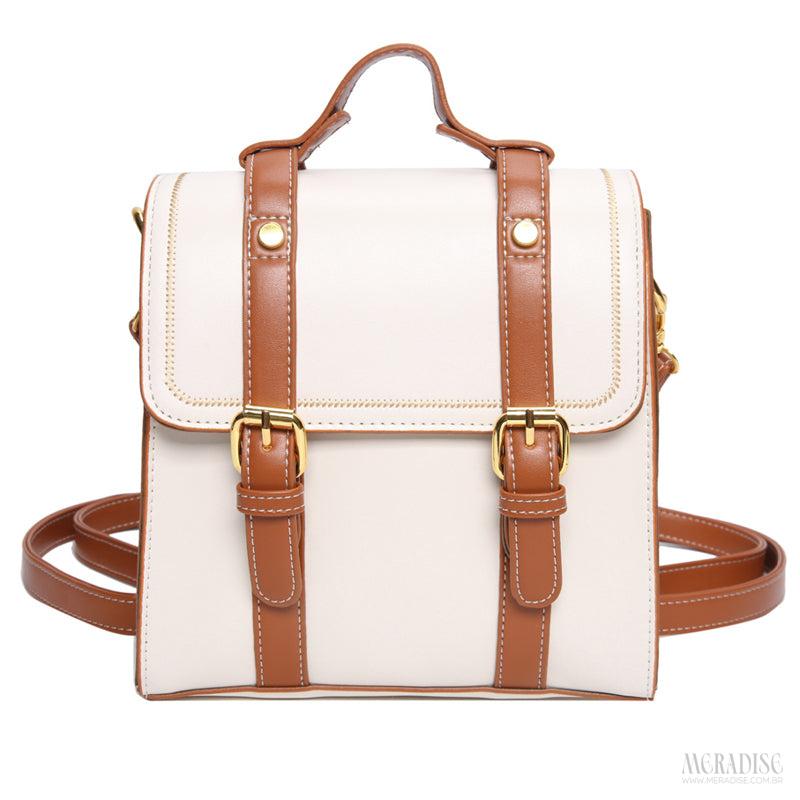 Mochila Feminina de Couro Rachel, Bege - Meradise