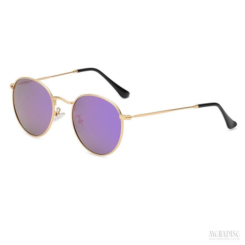 Óculos de Sol Retrô Metal UV400, Roxo - Meradise