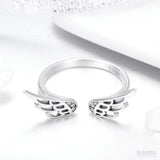 Anel Feminino Delicado Asas Ajustável, Prata 925 - Meradise 3