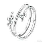 Anel Feminino Folhas Ajustável, Prata 925 - Meradise 