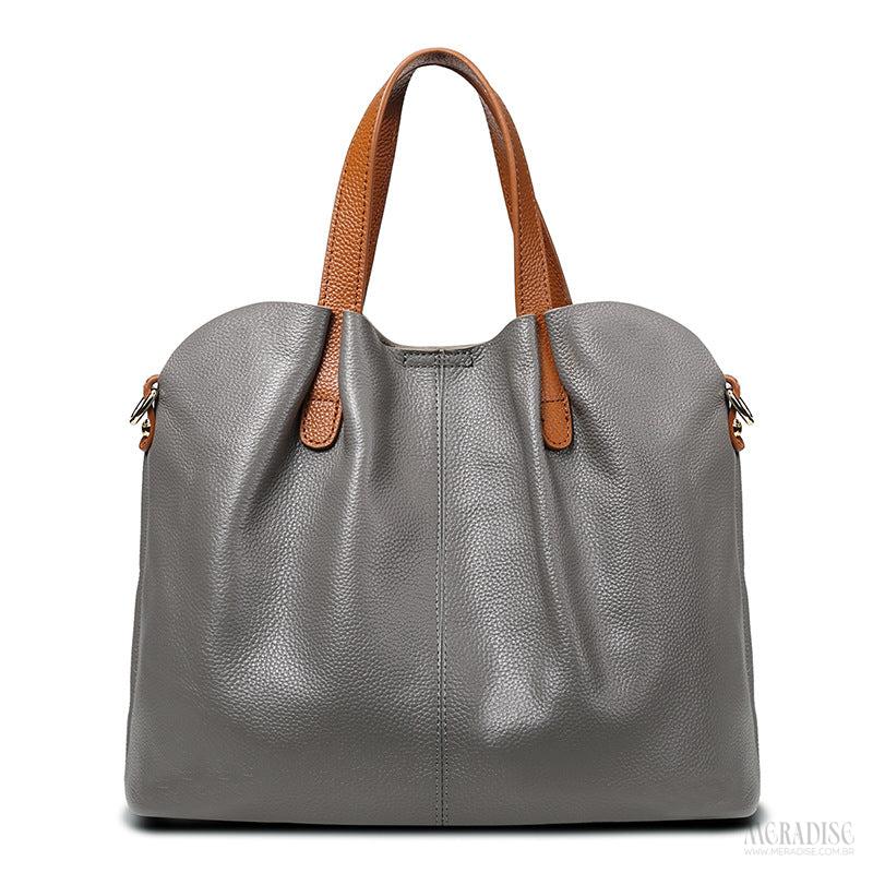 Bolsa de Couro Feminina Ashley, Cinza - Meradise 