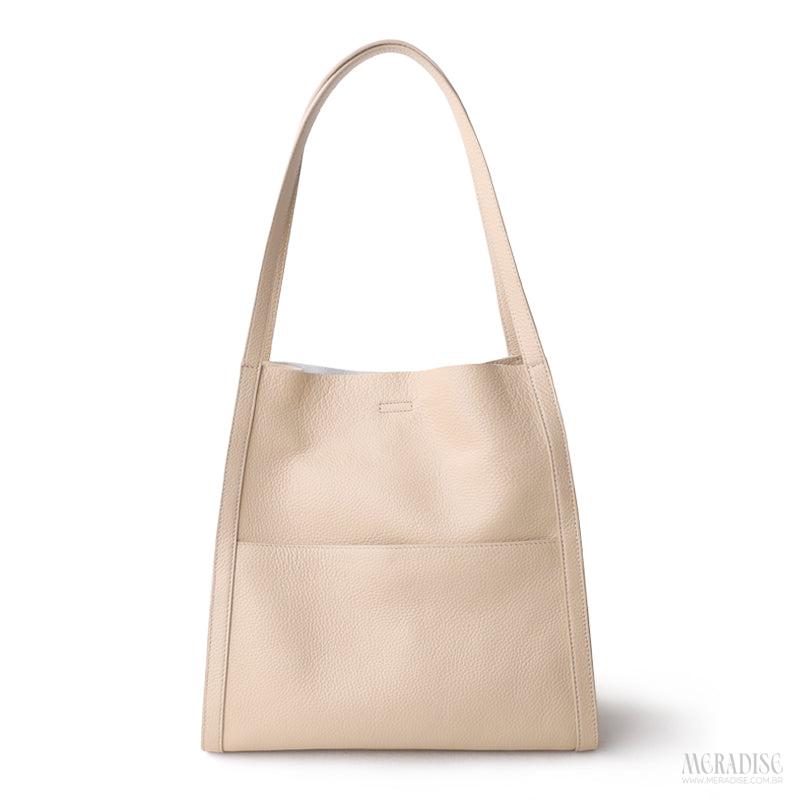 Bolsa de Couro Feminina Dahven, Bege - Meradise 