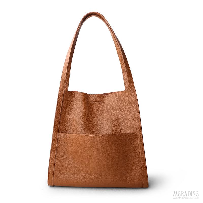 Bolsa de Couro Feminina Dahven, Marrom - Meradise 