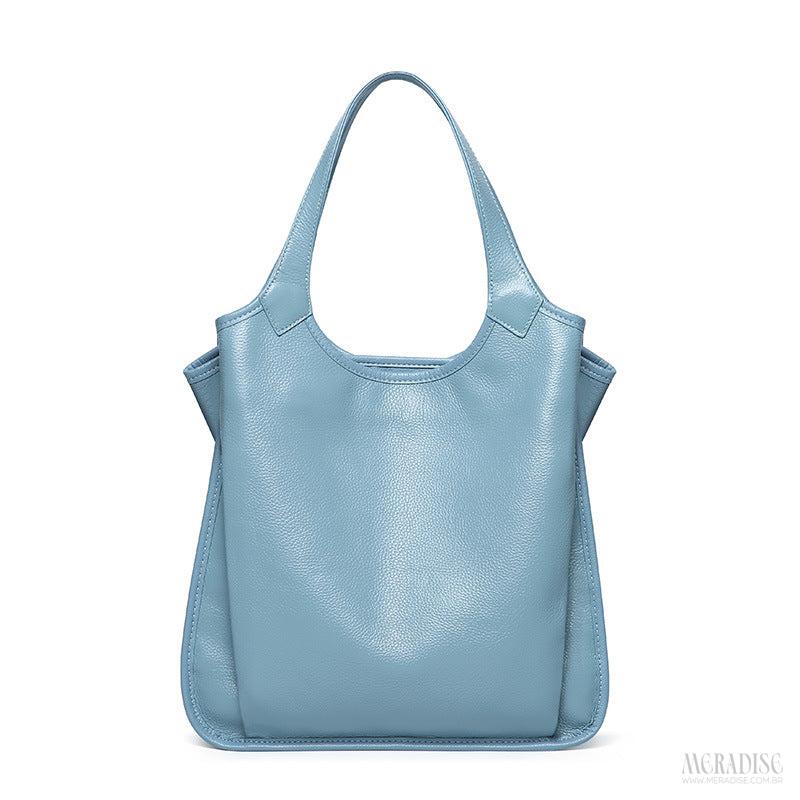 Bolsa de Couro Feminina Hellen, Azul - Meradise 