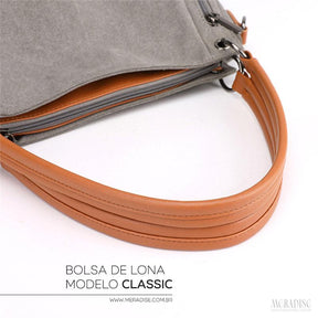 Bolsa de Lona Feminina Classic, Cinza - Meradise 7