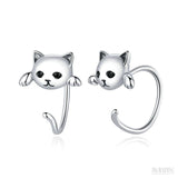 Brinco Pequeno Gatinho Prata s925 - Meradise