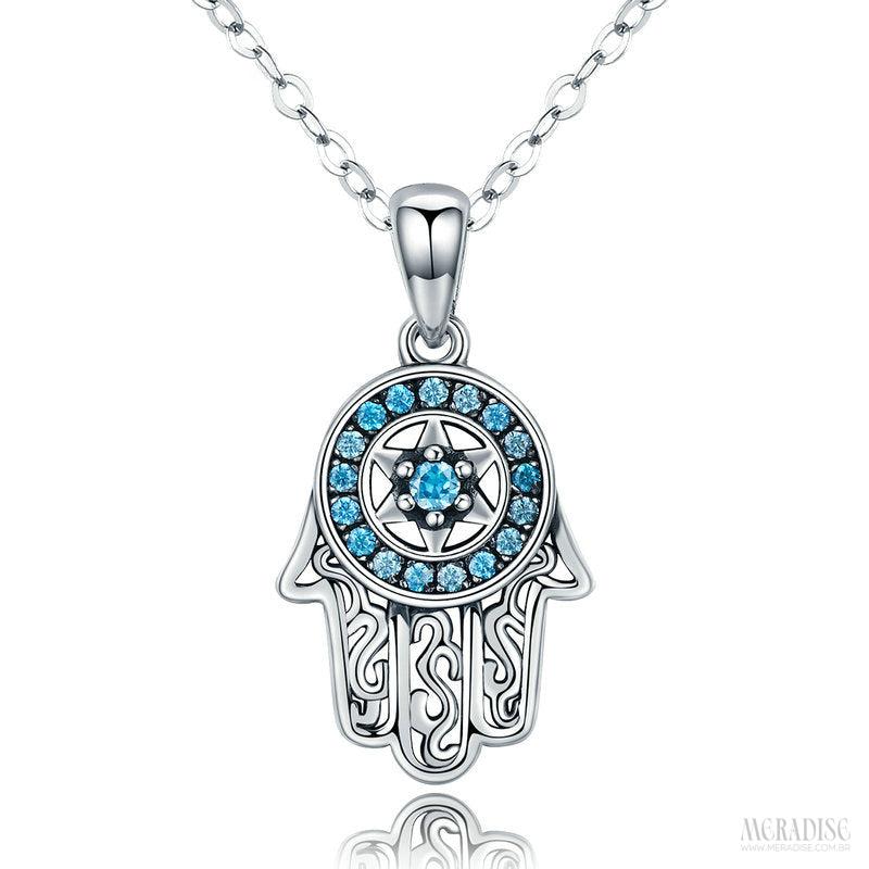 Colar Feminino Hamsa Prata S925 - Meradise 