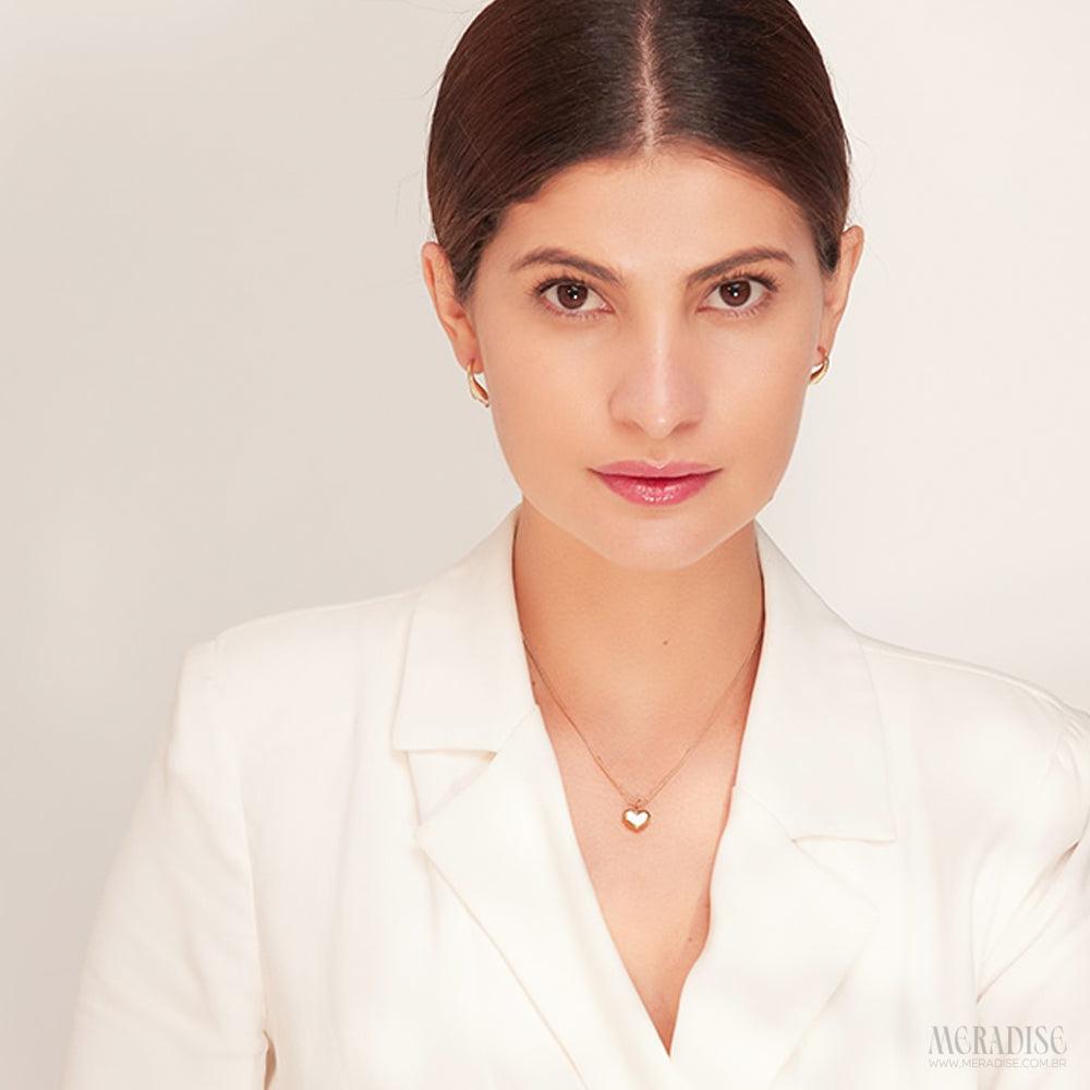 Colar Feminino Pequeno Coração Banhado a Ouro 18k - Meradise 5
