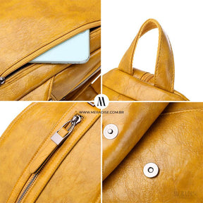 Mochila de Couro Feminina Carmen, Amarela - Meradise 7