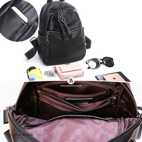 Mochila de Couro Feminina Cleo, Preta - Meradise 5