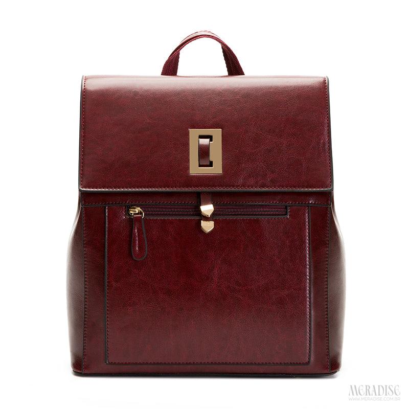 Mochila de Couro Feminina Ramona, Vinho - Meradise 
