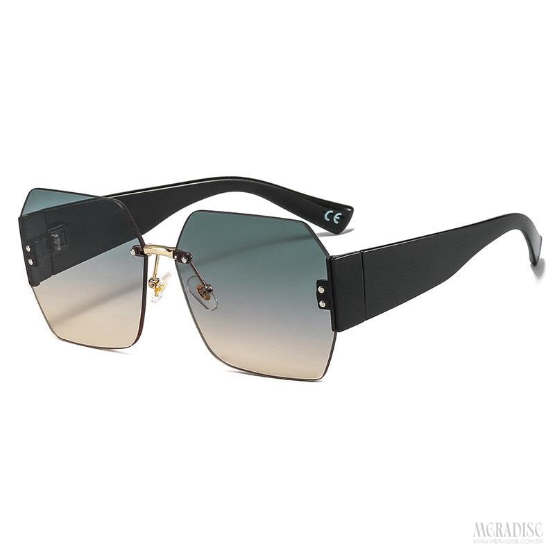 Óculos de Sol Feminino London UV400, Preto/Verde - Meradise 