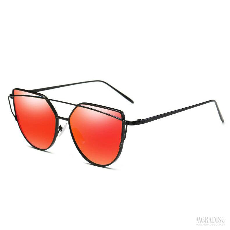 Óculos de Sol Feminino Retrô Grace UV400, Vermelho - Meradise 
